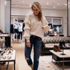 J. Crew Wool Blend Long Ruffle Sleeve Sweater